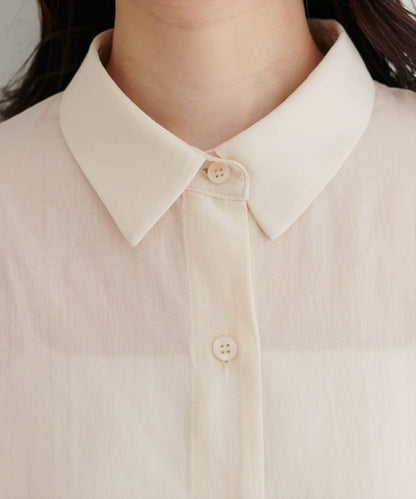 【natural couture】棉麻透視長袖襯衫