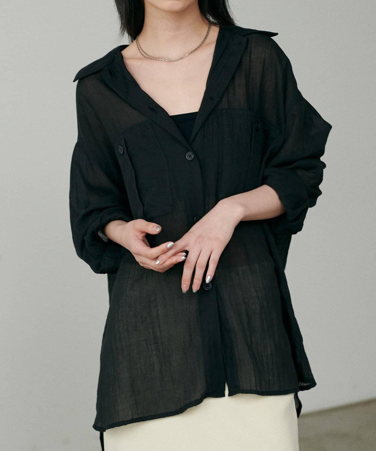 【LARUTA】透視感狩獵風口袋襯衫