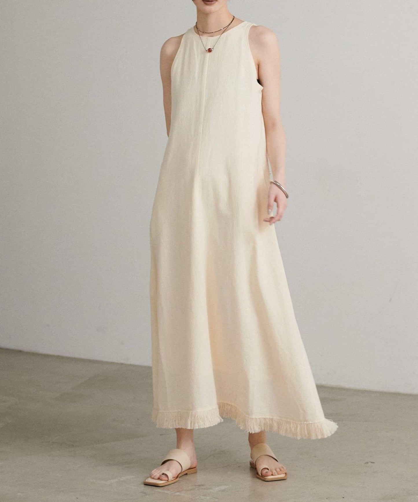 【LARUTA】美式無袖流蘇連衣裙