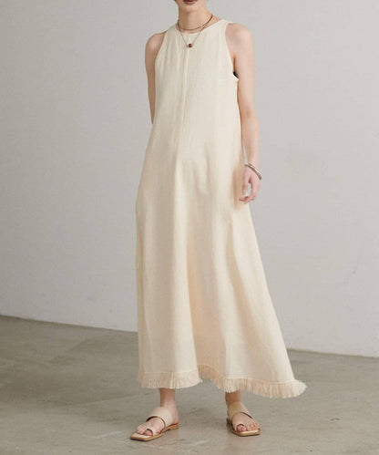 【LARUTA】美式無袖流蘇連衣裙