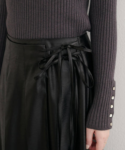 【natural couture】仿皮褶皺包裹半身裙