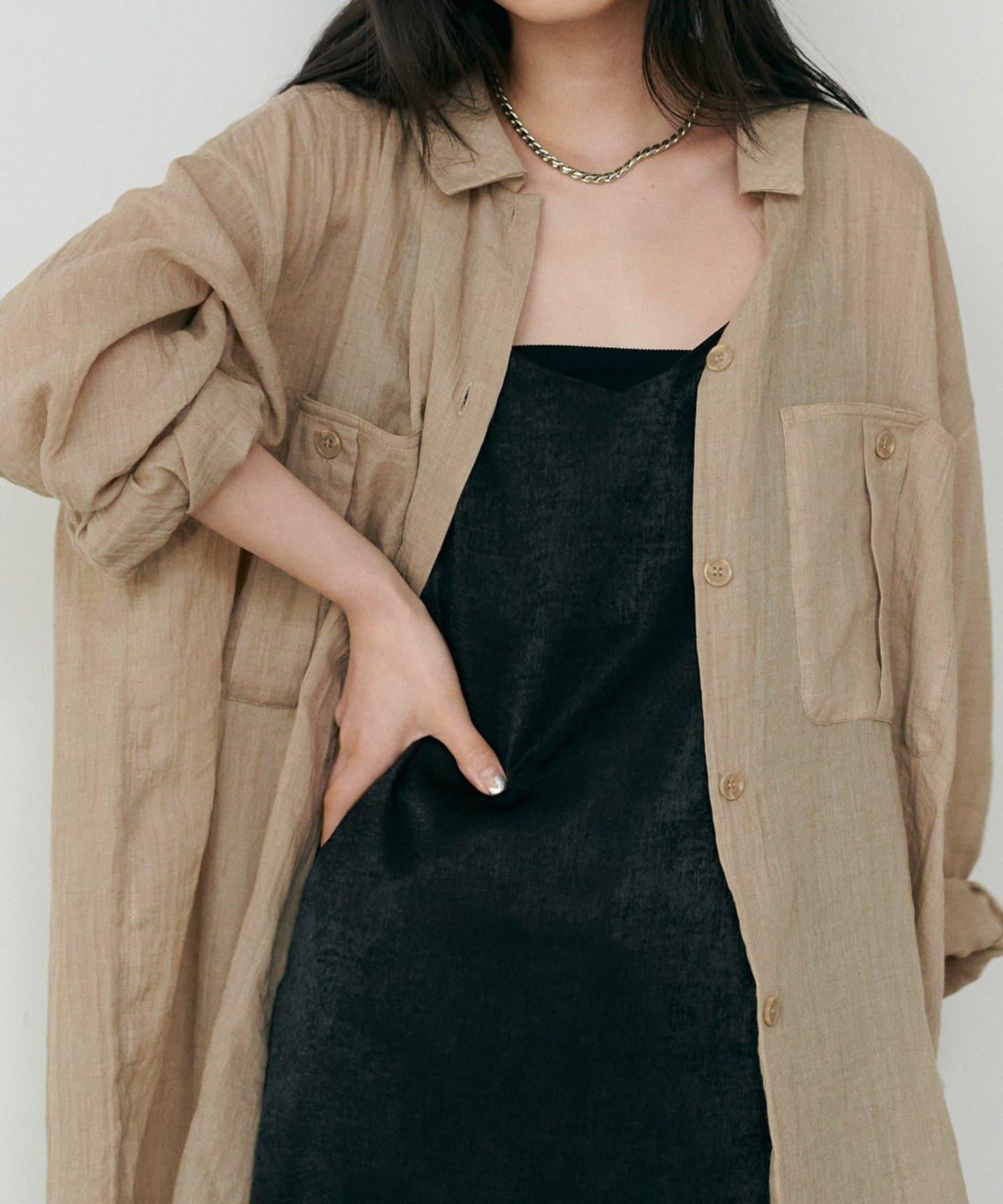 【LARUTA】透視感狩獵風口袋襯衫