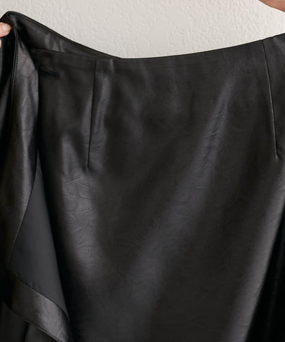 【natural couture】仿皮褶皺包裹半身裙