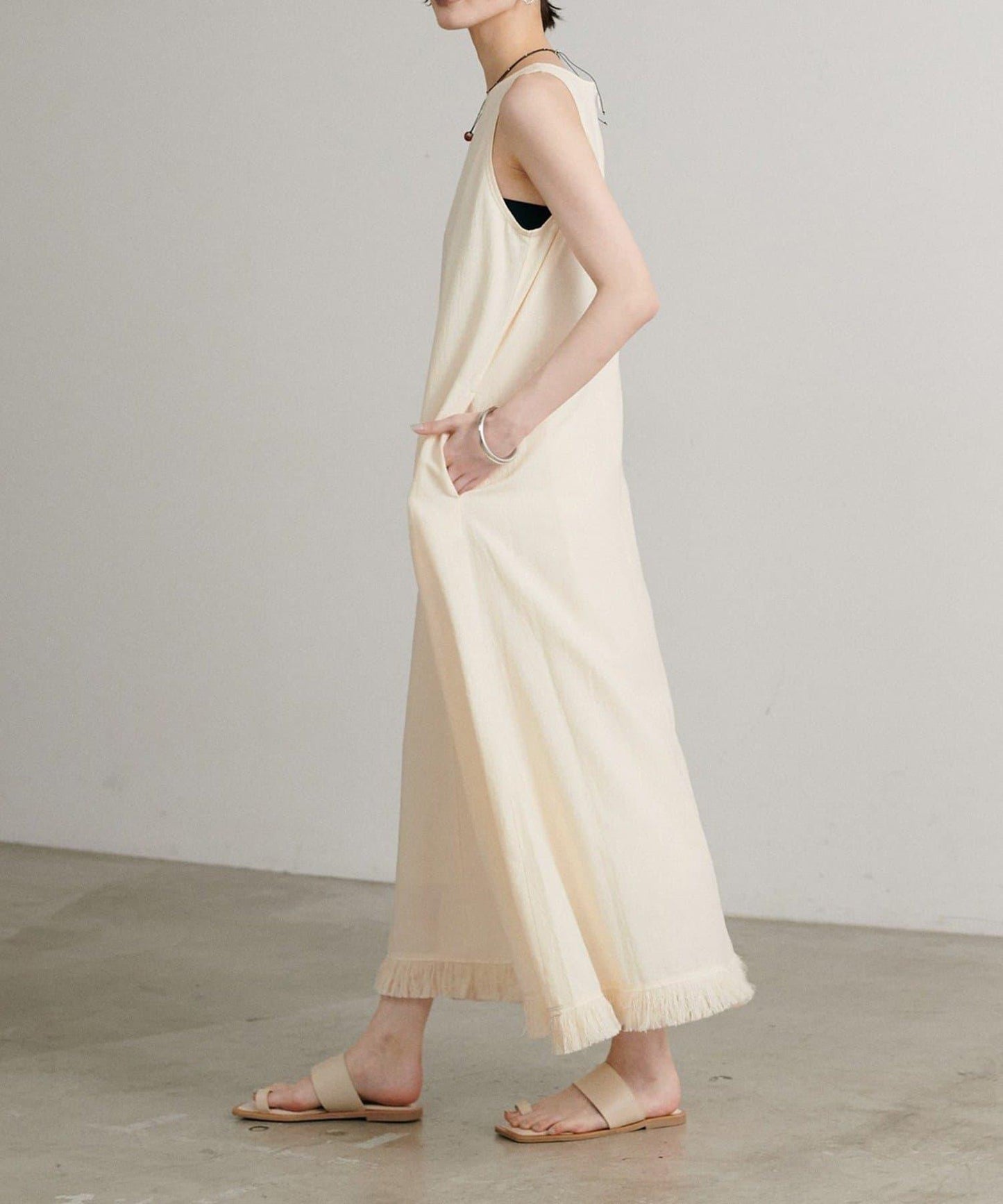 【LARUTA】美式無袖流蘇連衣裙