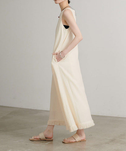 【LARUTA】美式無袖流蘇連衣裙