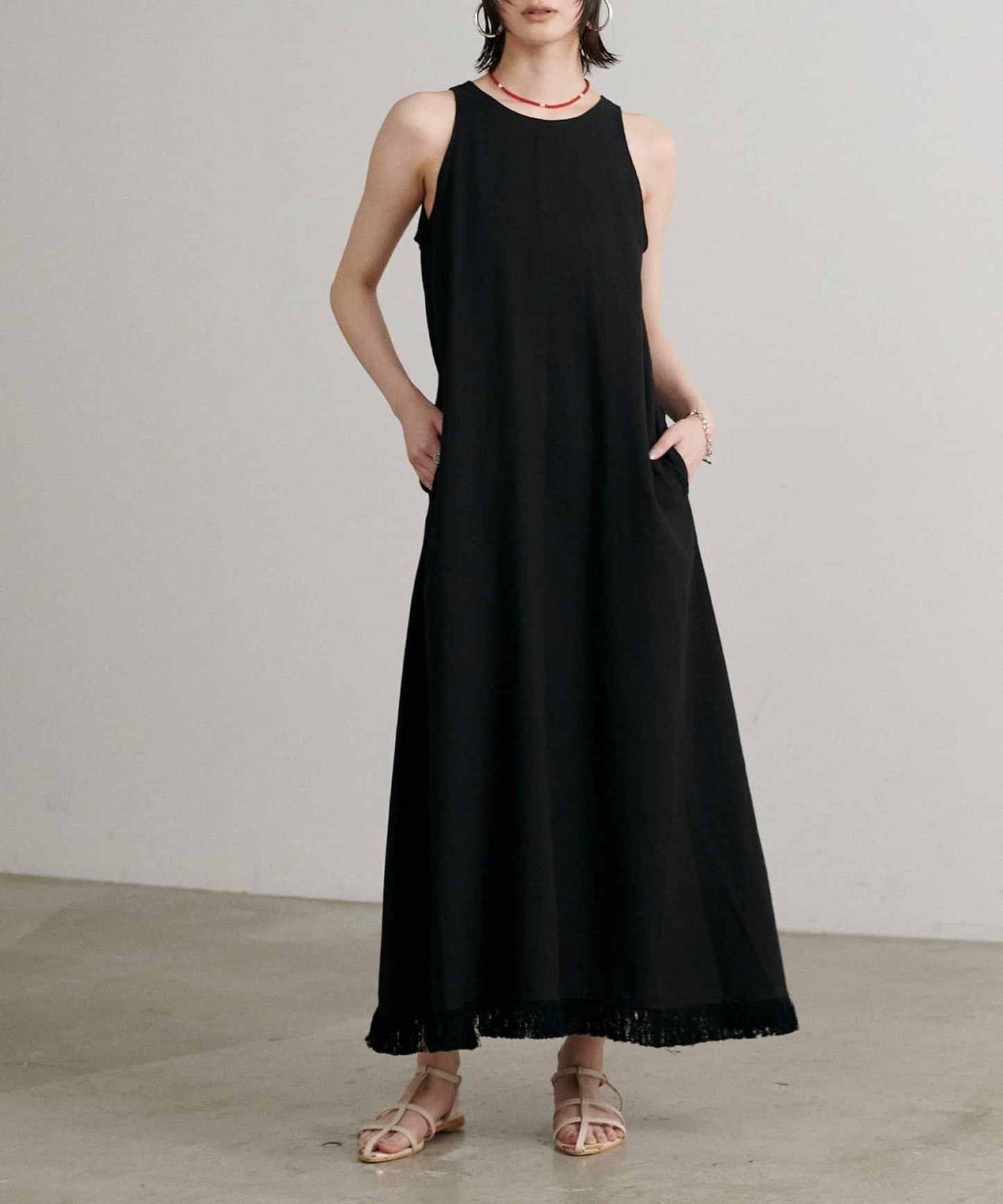 【LARUTA】美式無袖流蘇連衣裙