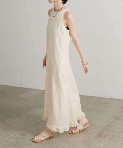 【LARUTA】美式無袖流蘇連衣裙