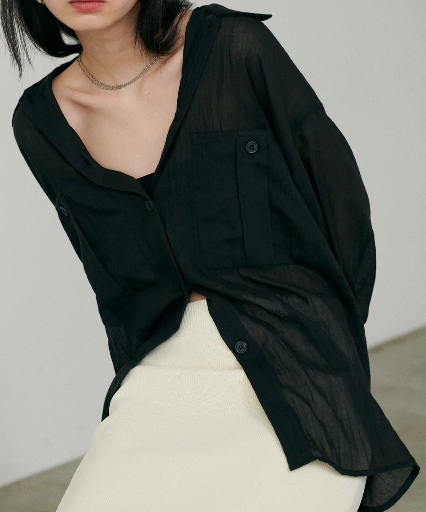 【LARUTA】透視感狩獵風口袋襯衫