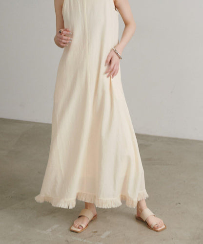 【LARUTA】美式無袖流蘇連衣裙