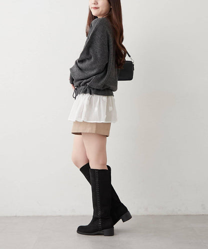 3D立體花朵裝飾針織長款上衣