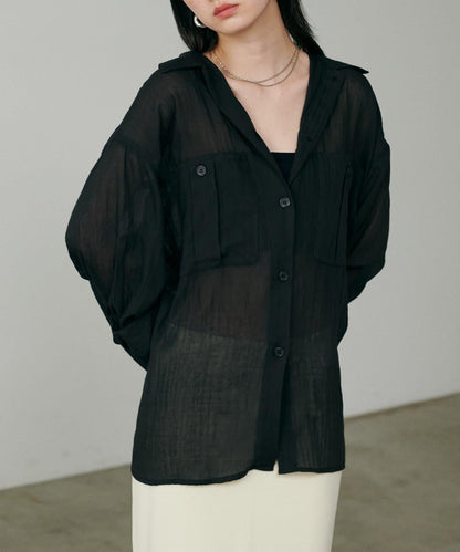 【LARUTA】透視感狩獵風口袋襯衫