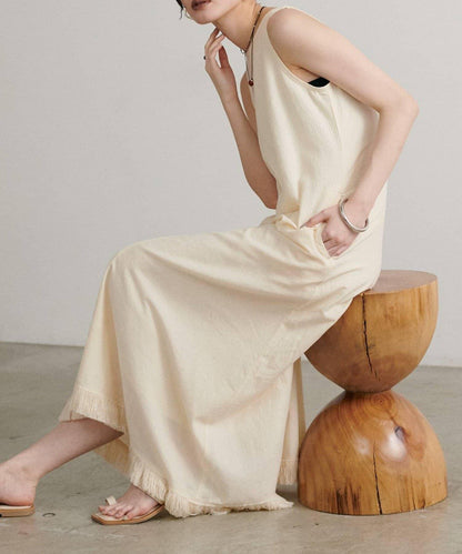 【LARUTA】美式無袖流蘇連衣裙