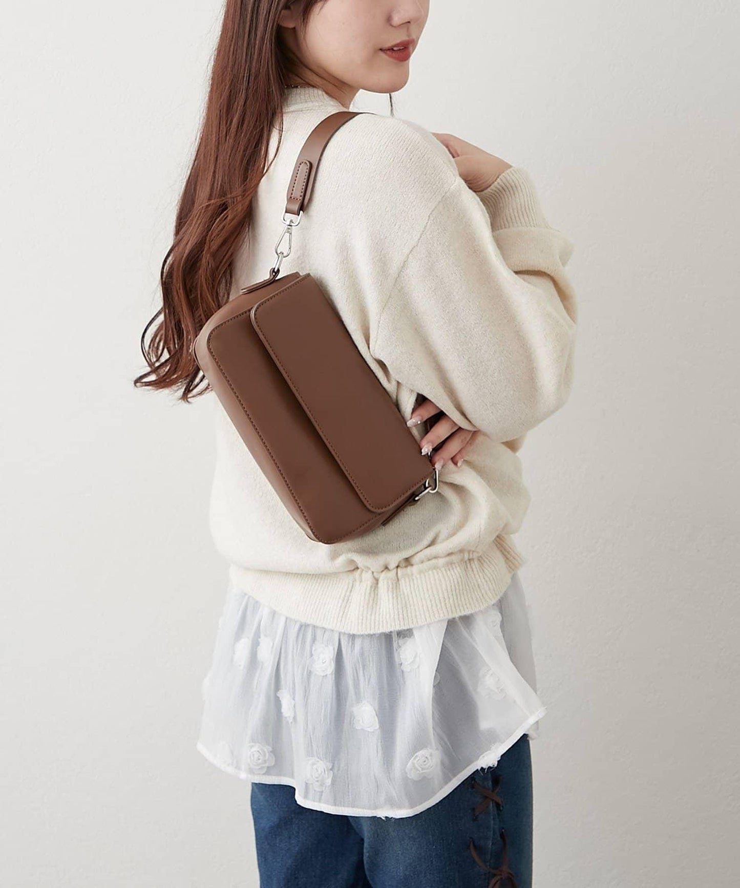 3D立體花朵裝飾針織長款上衣