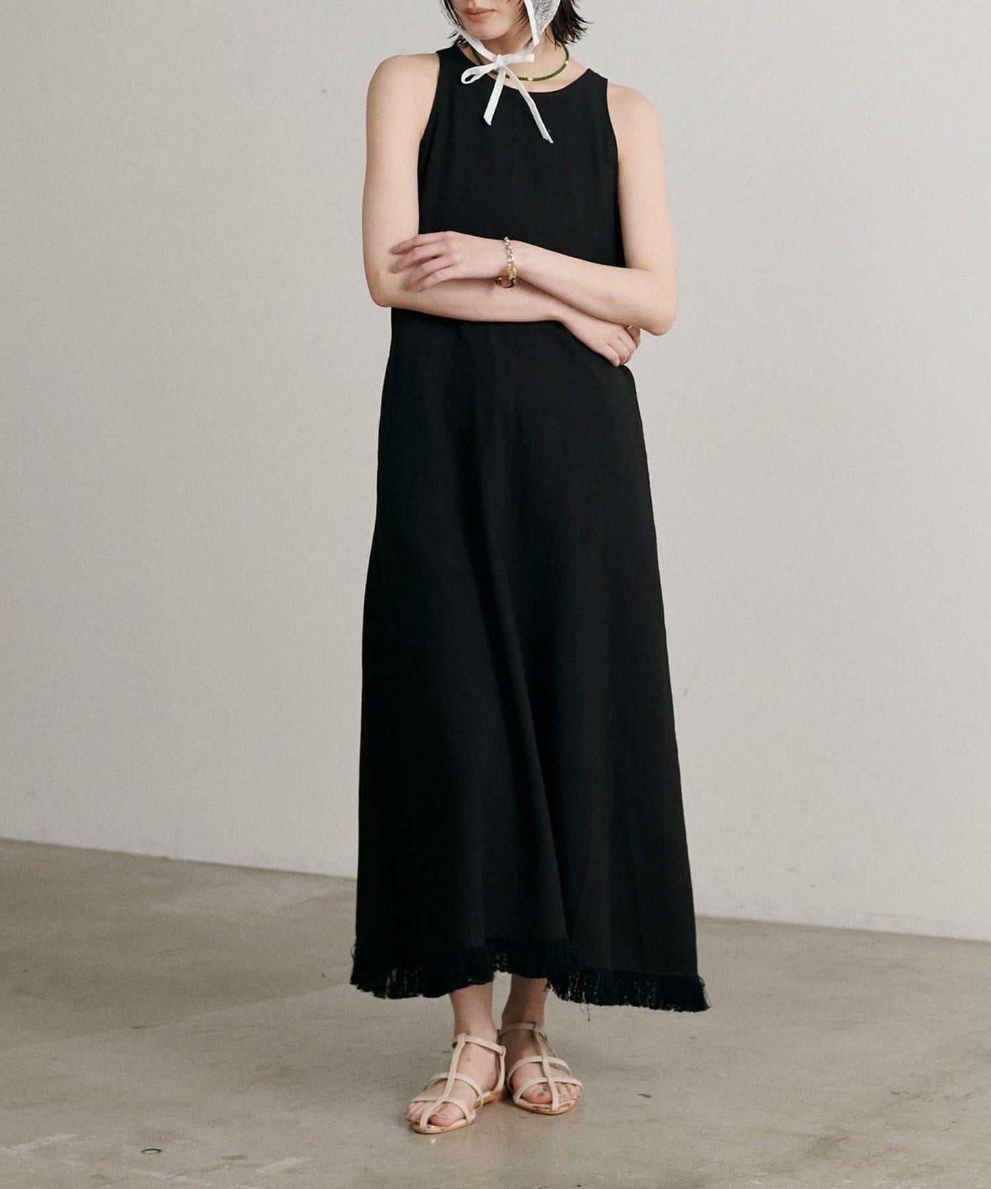 【LARUTA】美式無袖流蘇連衣裙