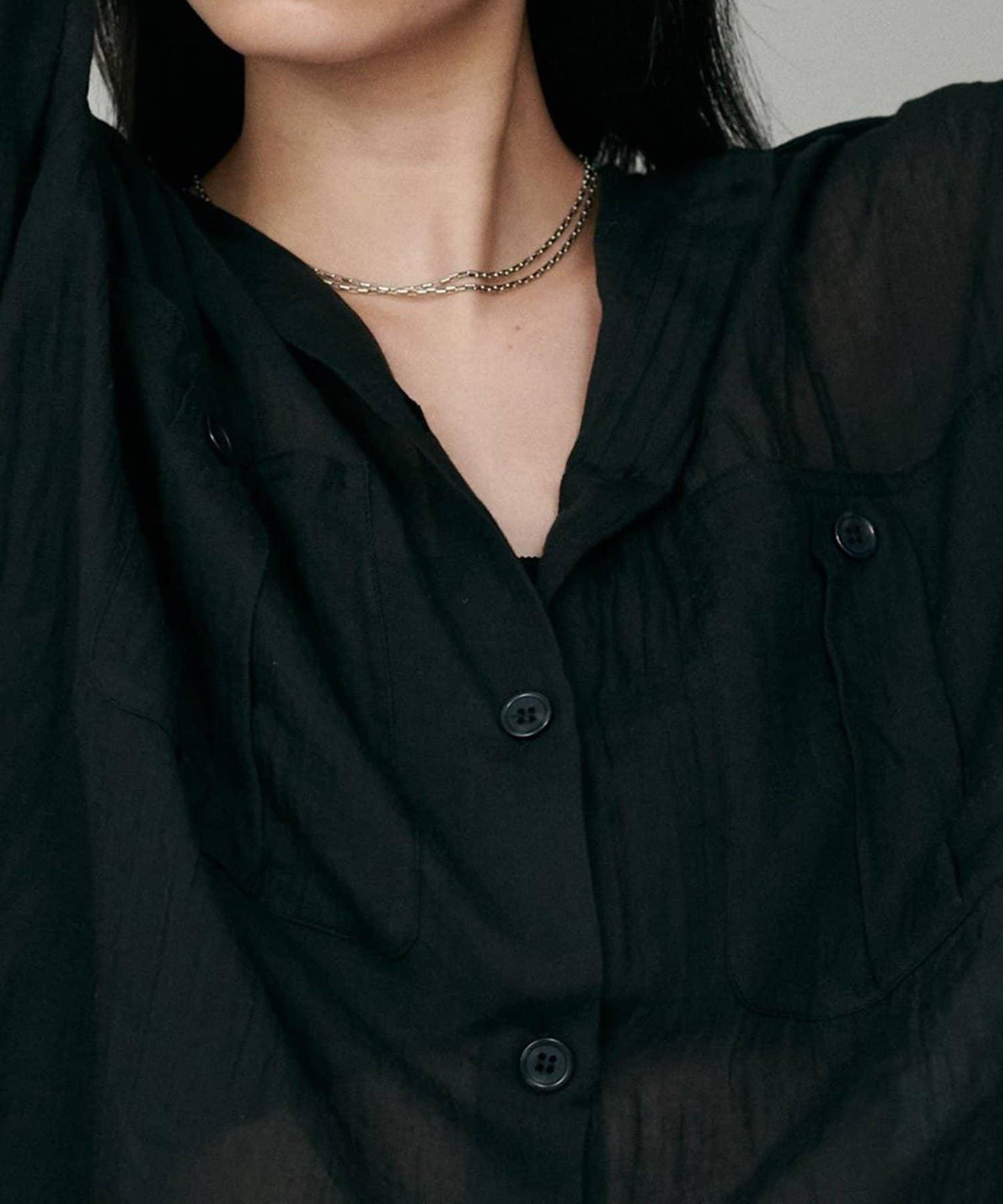 【LARUTA】透視感狩獵風口袋襯衫