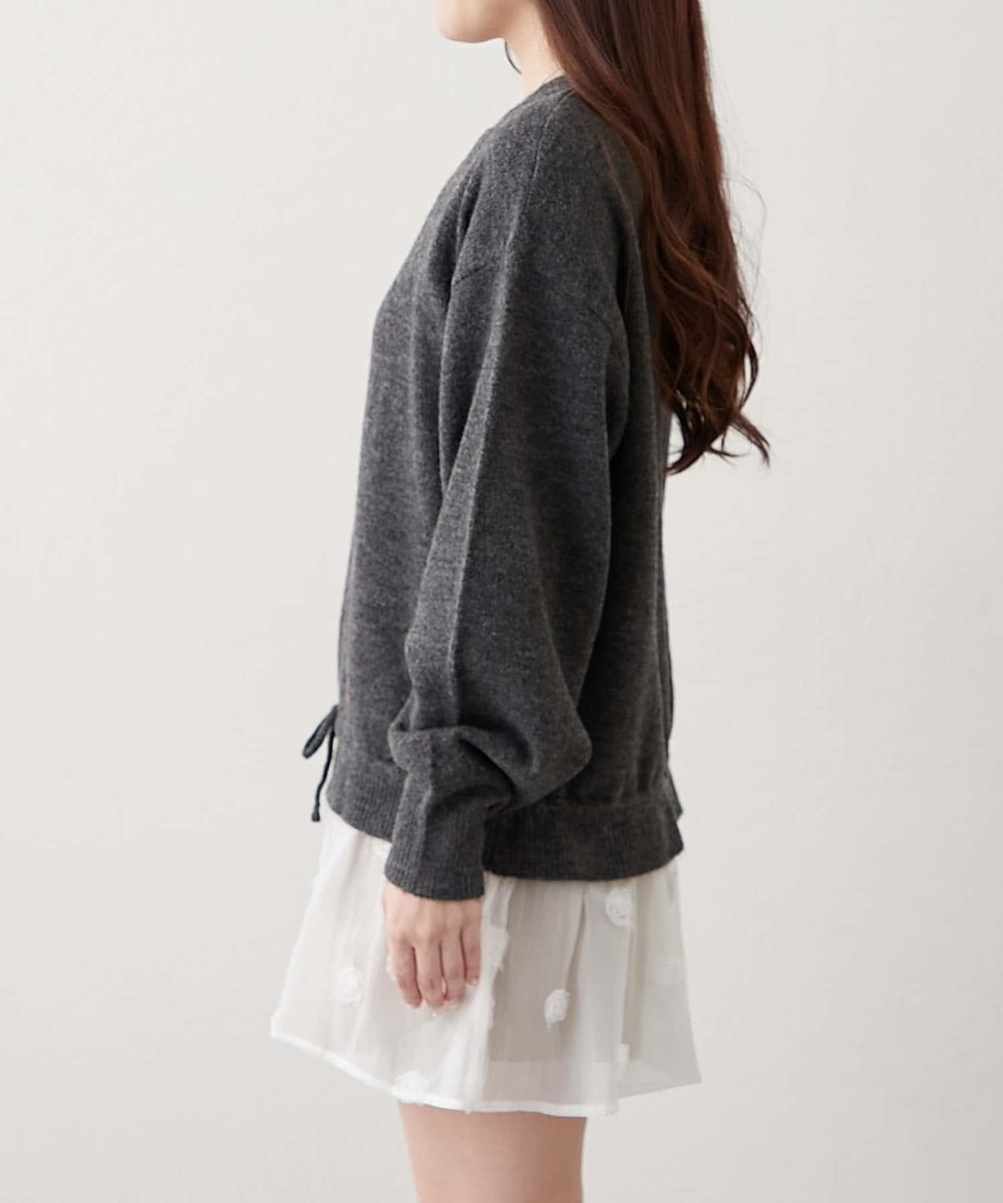 3D立體花朵裝飾針織長款上衣