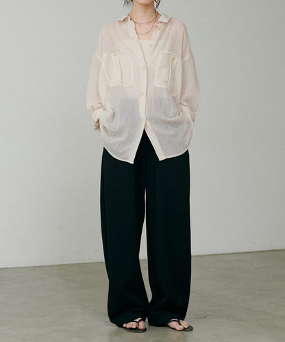 【LARUTA】透視感狩獵風口袋襯衫