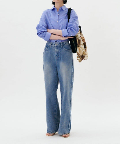 【LARUTA】迷你標誌刺繡基礎款襯衫