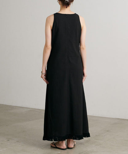 【LARUTA】美式無袖流蘇連衣裙