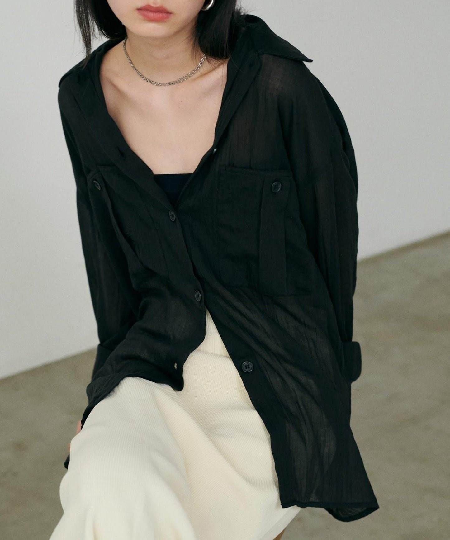 【LARUTA】透視感狩獵風口袋襯衫