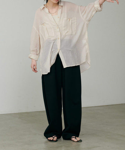 【LARUTA】透視感狩獵風口袋襯衫