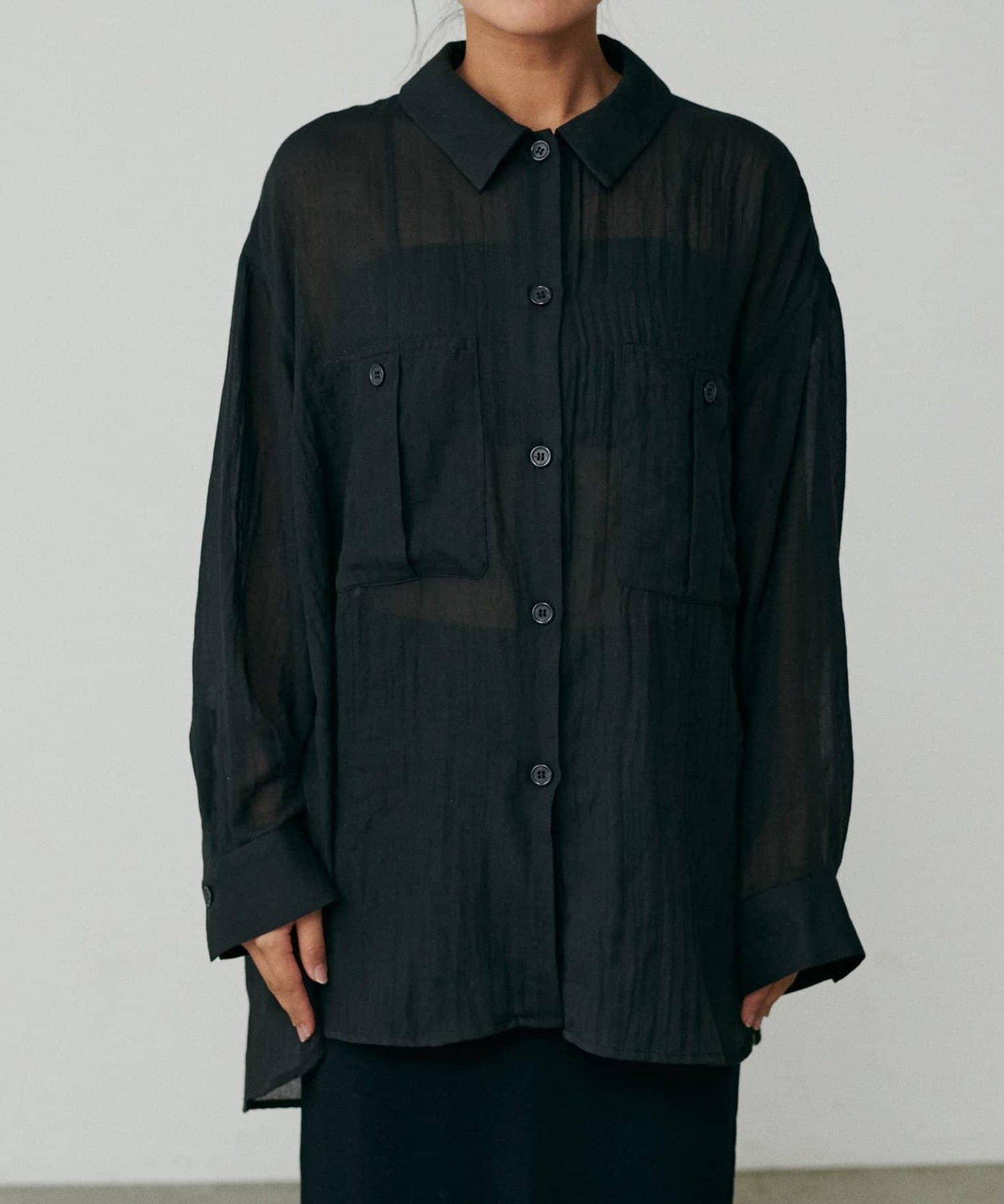 【LARUTA】透視感狩獵風口袋襯衫