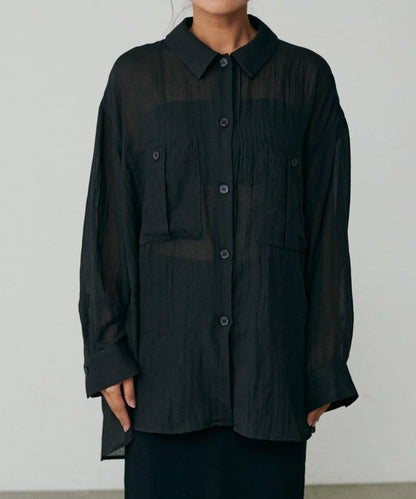 【LARUTA】透視感狩獵風口袋襯衫