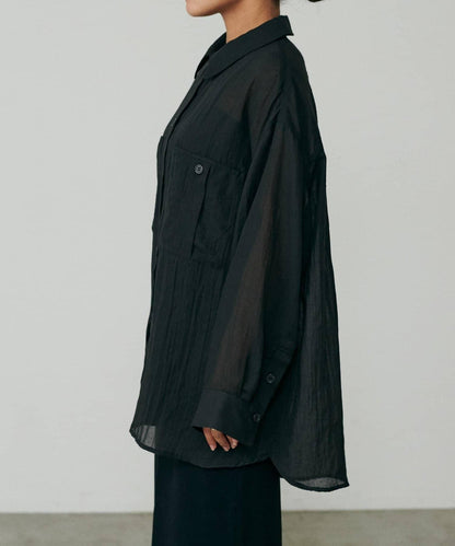 【LARUTA】透視感狩獵風口袋襯衫