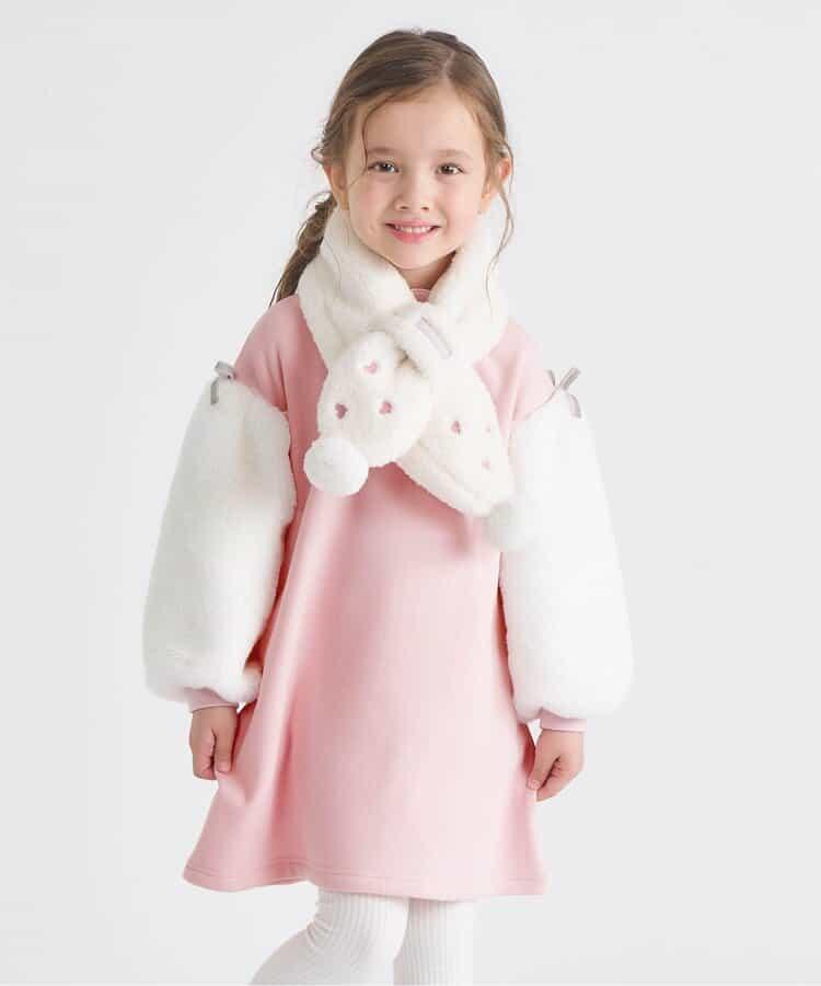 內層搖粒絨袖部仿羊羔絨連衣裙