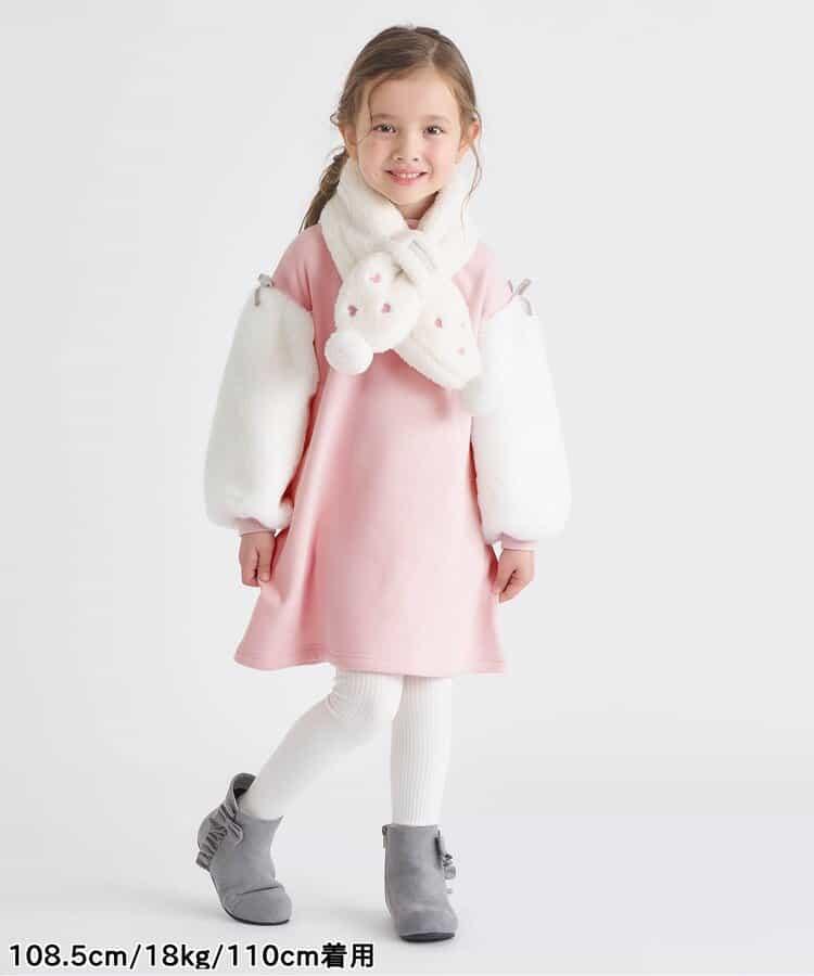 內層搖粒絨袖部仿羊羔絨連衣裙