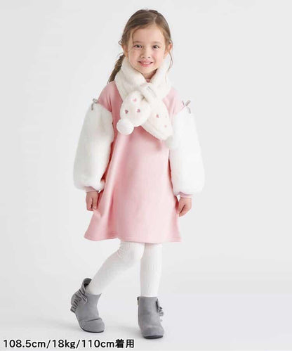 內層搖粒絨袖部仿羊羔絨連衣裙