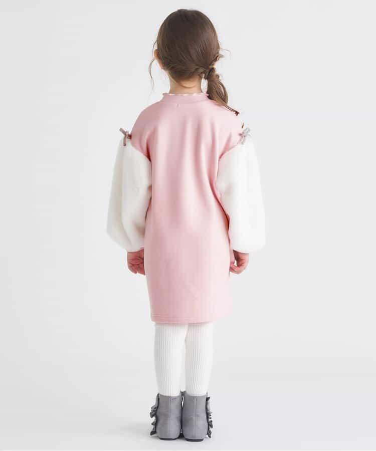 內層搖粒絨袖部仿羊羔絨連衣裙