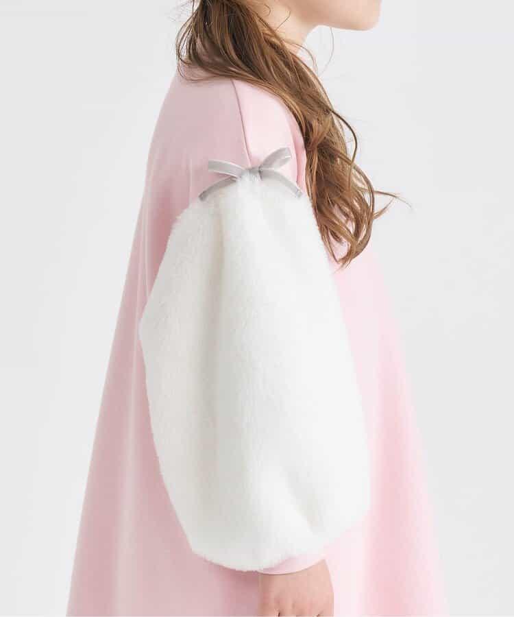 內層搖粒絨袖部仿羊羔絨連衣裙