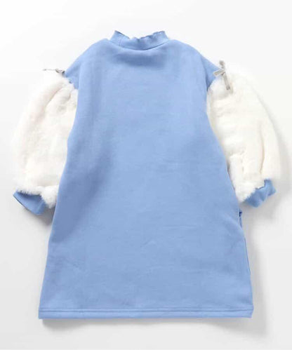 內層搖粒絨袖部仿羊羔絨連衣裙