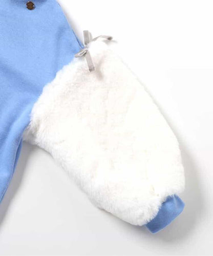 內層搖粒絨袖部仿羊羔絨連衣裙