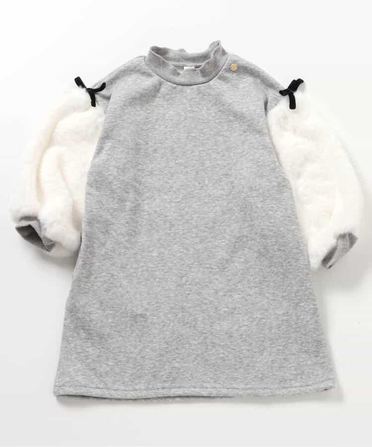 內層搖粒絨袖部仿羊羔絨連衣裙