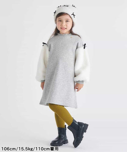 內層搖粒絨袖部仿羊羔絨連衣裙