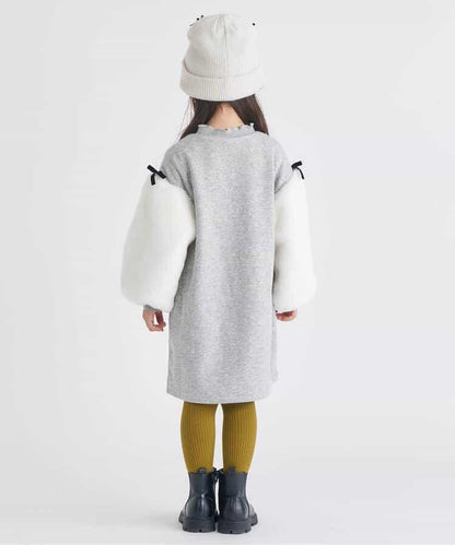 內層搖粒絨袖部仿羊羔絨連衣裙