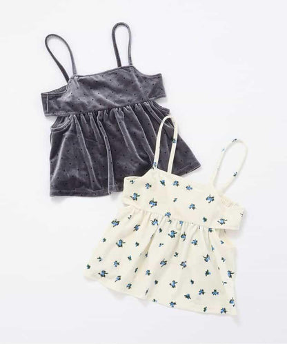 天鵝絨側開式吊帶上衣