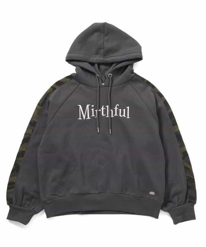 內加絨迷彩拼接連帽衛衣