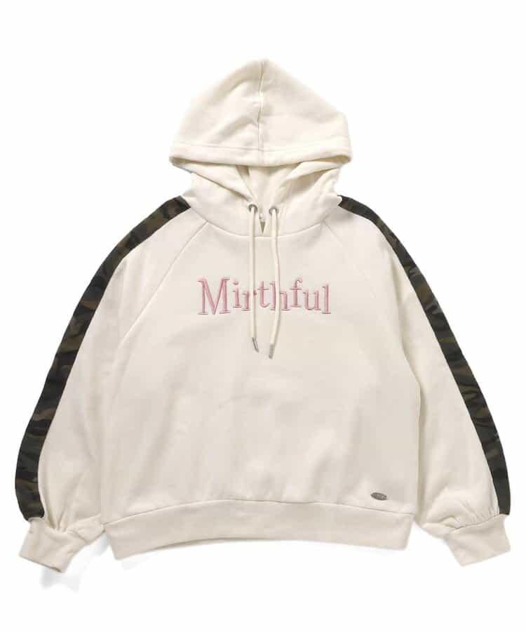 內加絨迷彩拼接連帽衛衣