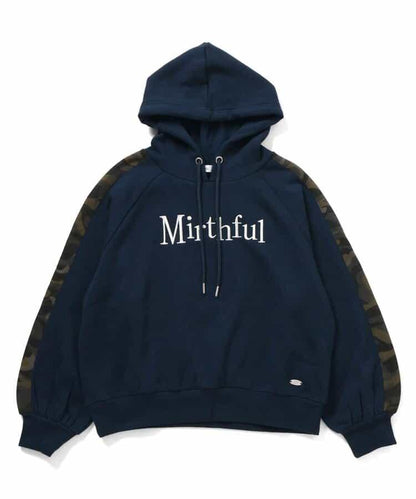 內加絨迷彩拼接連帽衛衣