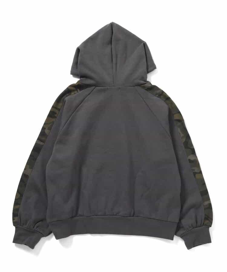 內加絨迷彩拼接連帽衛衣