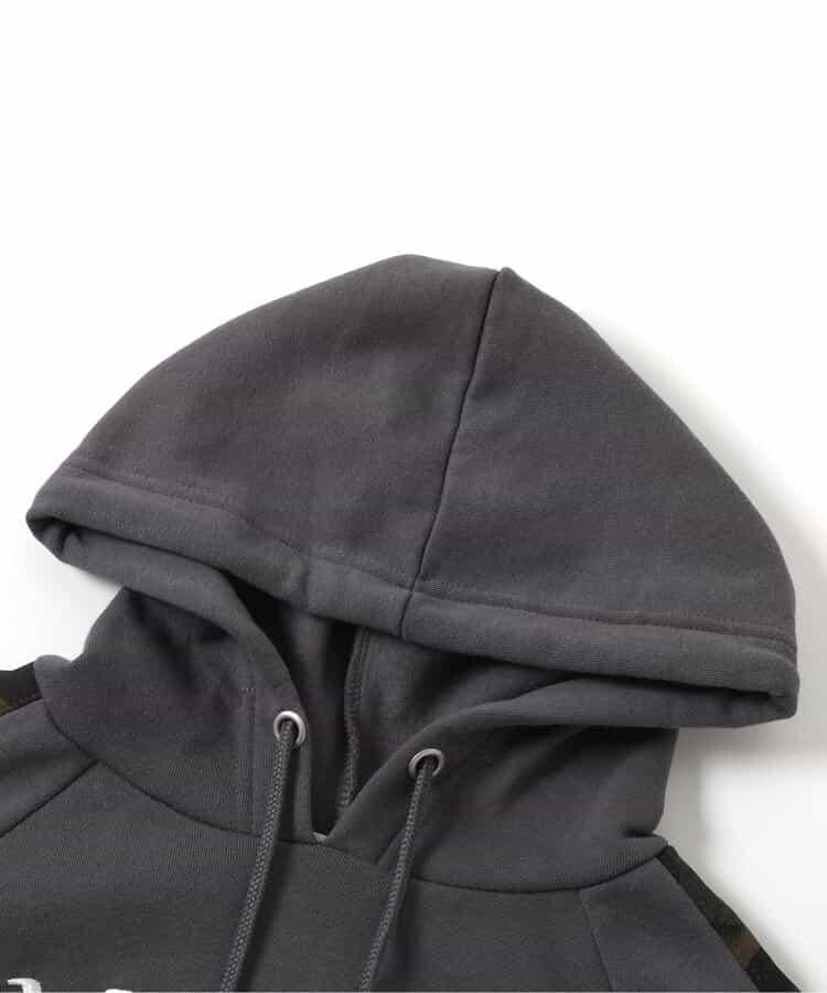 內加絨迷彩拼接連帽衛衣