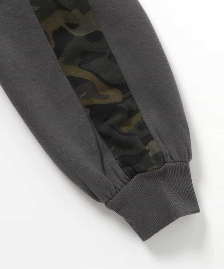 內加絨迷彩拼接連帽衛衣