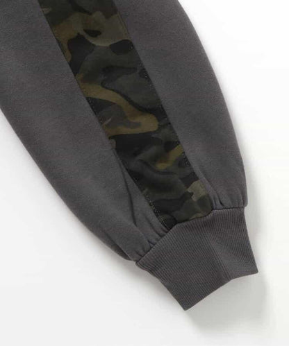 內加絨迷彩拼接連帽衛衣