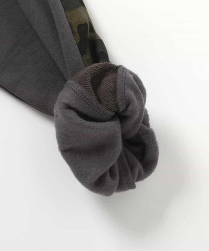 內加絨迷彩拼接連帽衛衣