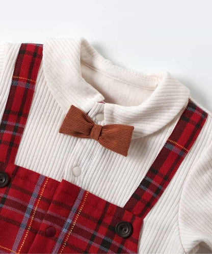 格紋揹帶連體衣