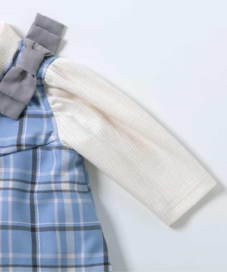 肩帶蝴蝶結格紋連體衣