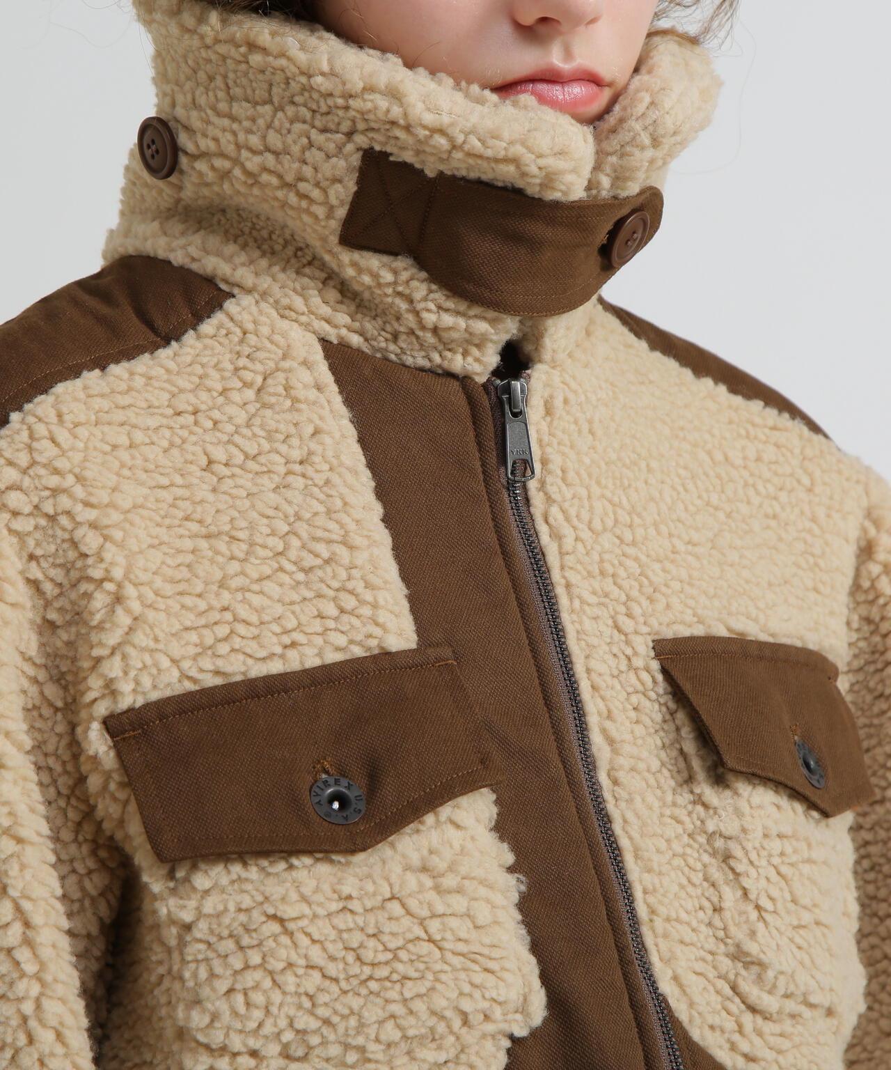 《直営店限定》羊羔絨拼接夾克